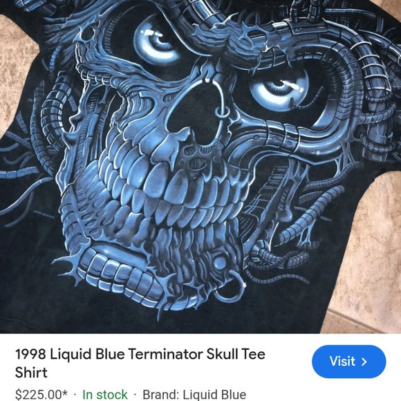 Vtg Liquid Blue 1998 | Green Terminator Skull Bone | Travis Scott | 90's vintage - Picture 14 of 14